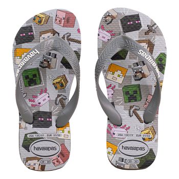 Chinelo-de-Dedo-Cinza-Kids-Minecraft-|-Havaianas-Tamanho--23---Cor--CINZA-ACO-0